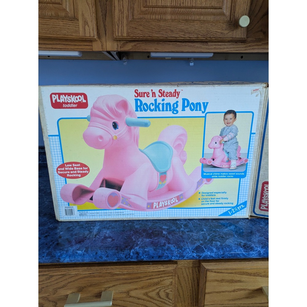 Playskool Sure 'n Steady Rocking Pony Pink Toddler Riding Toy Vtg Box 1988